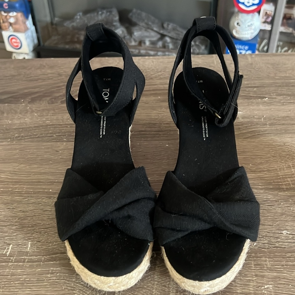 Women's Black Espadrille Sandals - Picture 4 of 11